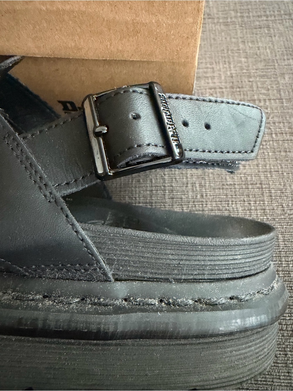 Womens DR MARTENS Air Wair Yelena Sandals Black Size 10 Hydro Leather - Picture 14 of 14